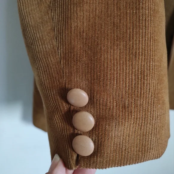Vintage Pioneer Wear Camel Brown Corduroy Blazer with Tan Leather Accents - Picture 3 of 12